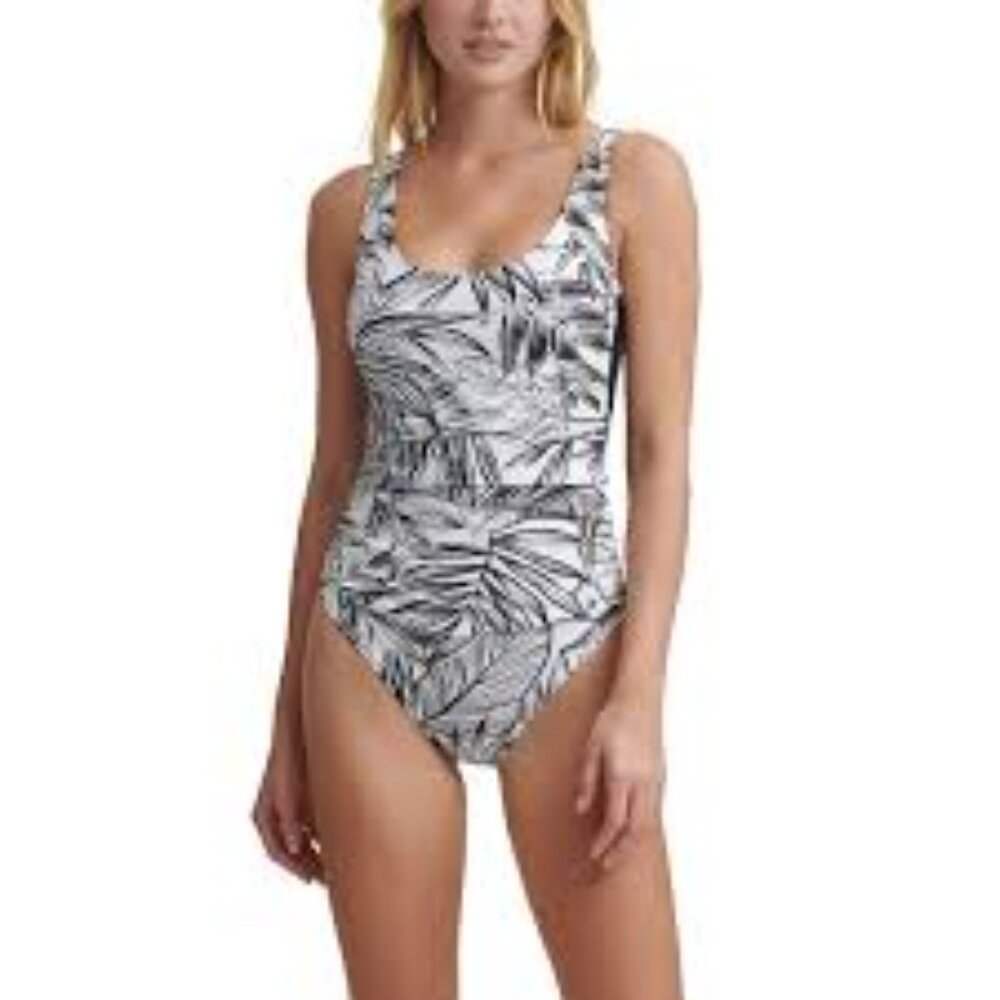 DKNY Black and White Leaf Print  One Piece